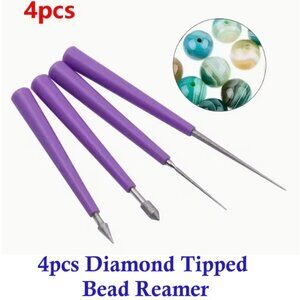 4pcs Diamond Tipped Bead Reamer.  Beading Hole Enlarger Tool for Jewelry Making